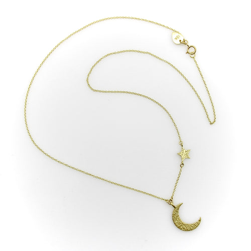 Me & Ro Paisley - Collier lune et étoile en or 18k 58 Facettes A2007L