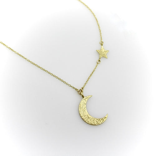 Me & Ro Paisley - Collier lune et étoile en or 18k 58 Facettes A2007L