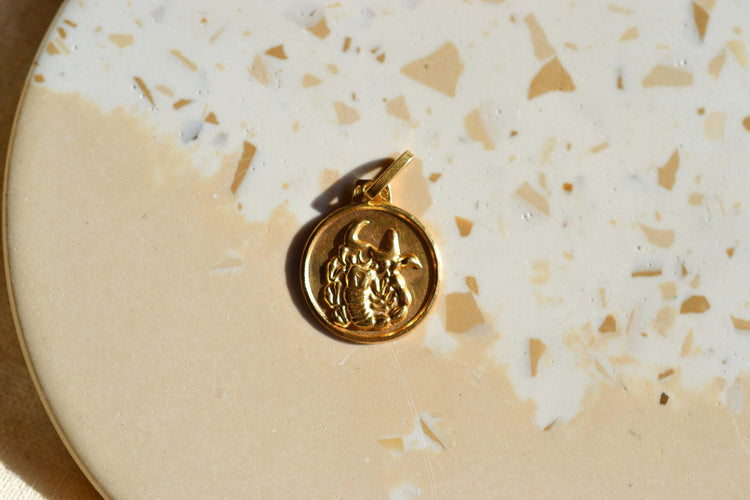 Pendentif scorpion rond en or jaune 18 carats 58 Facettes 3924