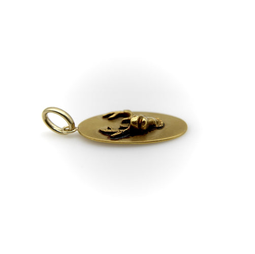 Pendentif médaillon victorien tête d’élan en or 10K et diamant 58 Facettes A2007D