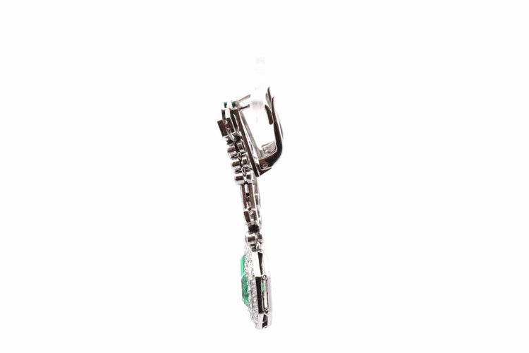 Boucles d'oreilles Art déco en émeraudes et diamants 58 Facettes 27776dv