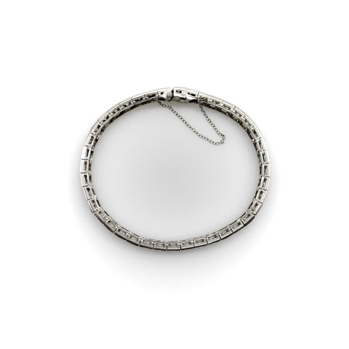 Art déco - Bracelet ligne zigzag en platine, diamants et saphirs 58 Facettes A2007H