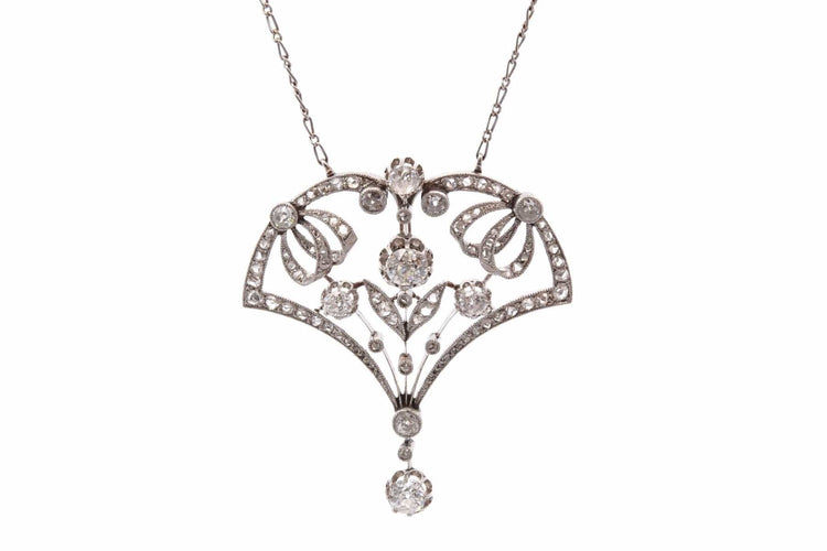 Collier ancien vers 1900 en platine et diamants 58 Facettes 27971