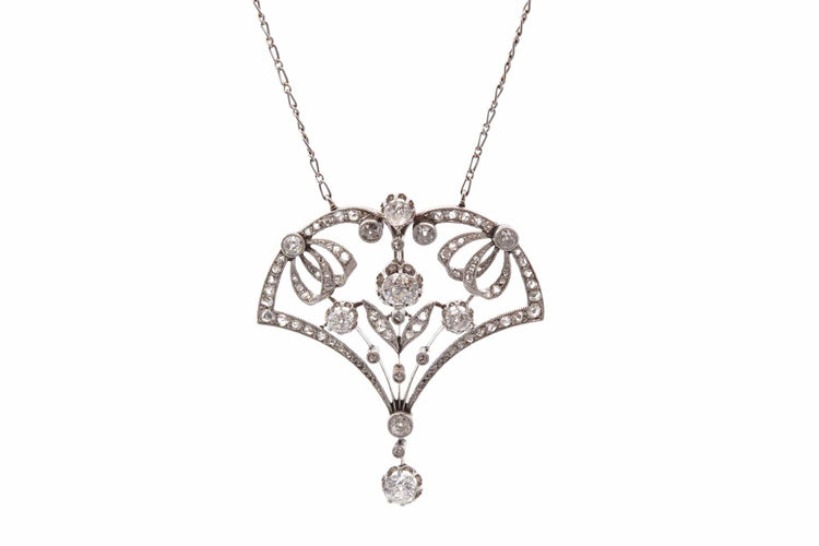Collier ancien vers 1900 en platine et diamants 58 Facettes 27971