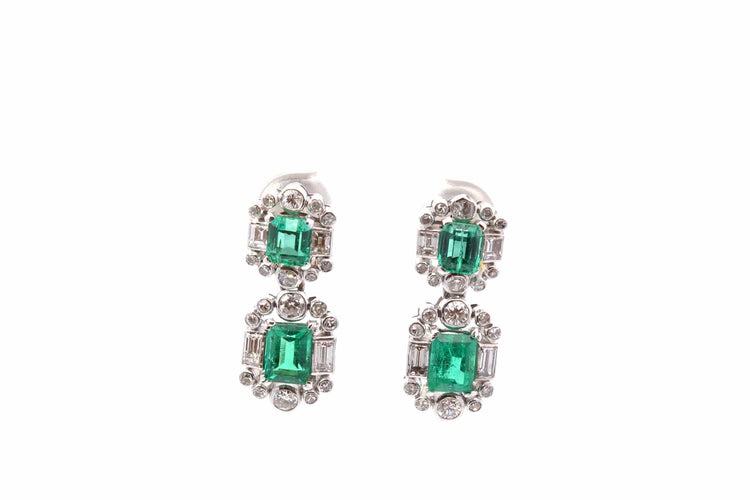 Boucles d'oreilles Boucles d'oreilles Art déco en émeraudes et diamants 58 Facettes 28043