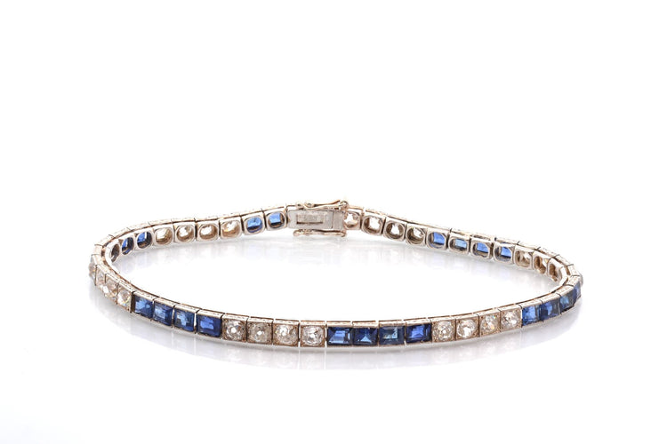 Bracelet Bracelet Art déco 1920 en saphirs et diamants 58 Facettes 27957