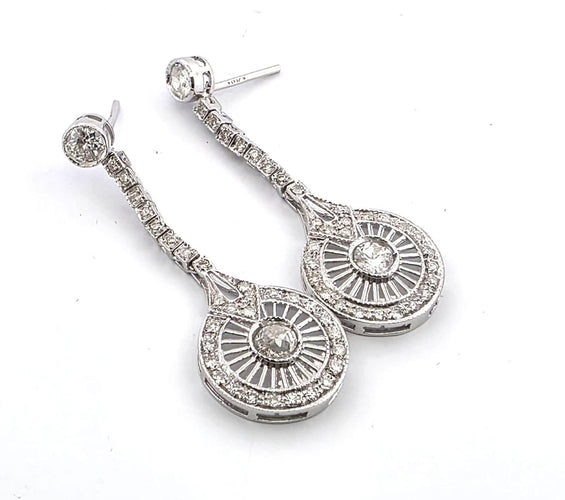 Boucles d'oreilles Boucles d'oreilles années 1930 en or blanc 18 ct et diamants 58 Facettes 90/26 B