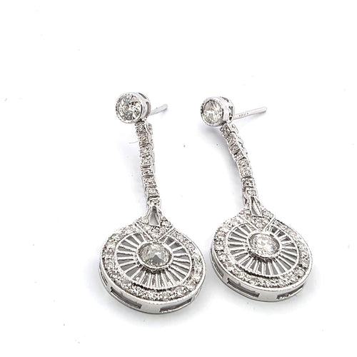 Boucles d'oreilles Boucles d'oreilles années 1930 en or blanc 18 ct et diamants 58 Facettes 90/26 B