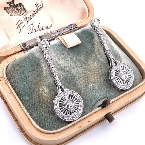 Boucles d'oreilles Boucles d'oreilles années 1930 en or blanc 18 ct et diamants 58 Facettes 90/26 B