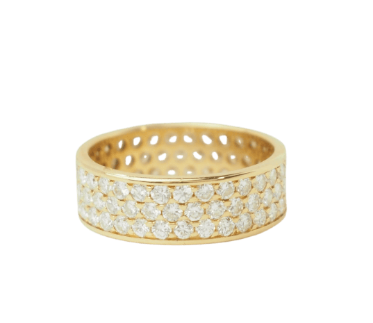 Bague 55 Bague alliance pavée de diamants en or jaune 18 kt 58 Facettes 33676