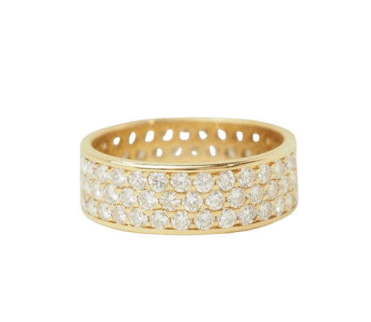 Bague 55 Bague alliance pavée de diamants en or jaune 18 kt 58 Facettes 33676