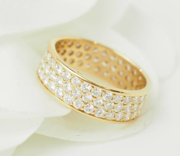 Bague 55 Bague alliance pavée de diamants en or jaune 18 kt 58 Facettes 33676