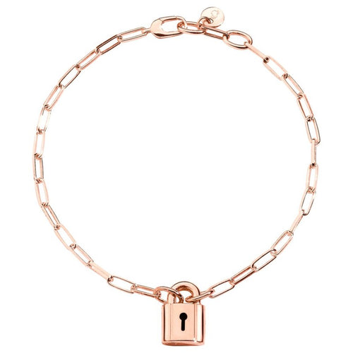 Bracelet DODO LOCK - Bracelet cadenas en argent plaqué or rose 18K 58 Facettes UKA000121SO