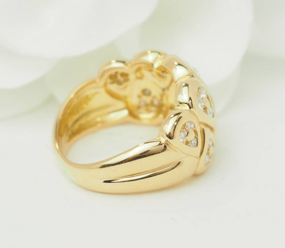 Bague 54 Bague large à motifs gouttes en or jaune 18 kt et diamants 58 Facettes 33673
