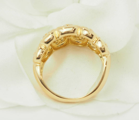 Bague 54 Bague large à motifs gouttes en or jaune 18 kt et diamants 58 Facettes 33673