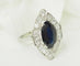 Bague 57 Bague Art déco en platine 950, saphir et diamants 58 Facettes 33650