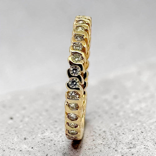 Bague 55 Alliance - Bague en or jaune 18 carats et diamants 58 Facettes All