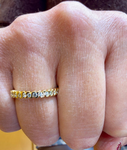 Bague 55 Alliance - Bague en or jaune 18 carats et diamants 58 Facettes All