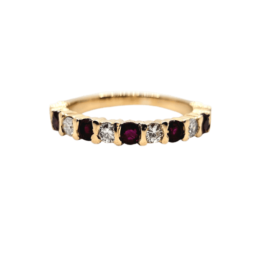 Bague 47 Bague demi-alliance rubis et diamants en or rose 18 carats 58 Facettes 697