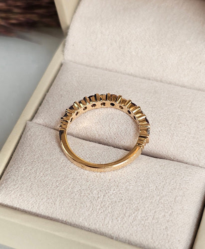 Bague 47 Bague demi-alliance rubis et diamants en or rose 18 carats 58 Facettes 697