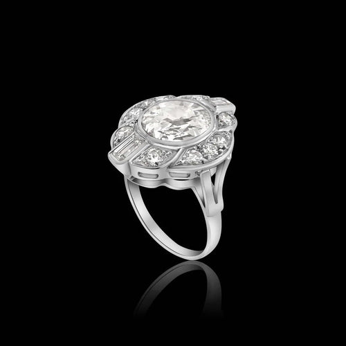 Bague Bague Art déco en platine avec diamant Golconde 58 Facettes F26