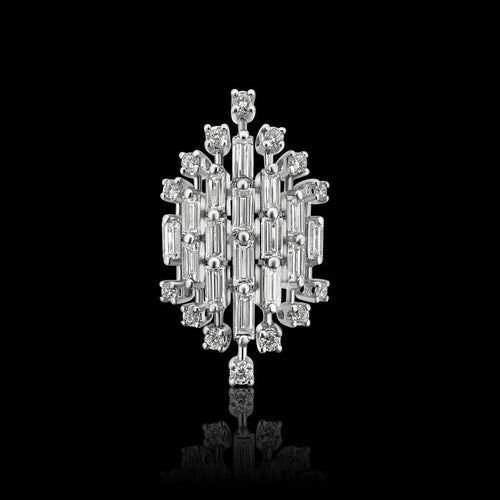 Bague 54 Bague style milieu du siècle en platine et diamants 58 Facettes F18