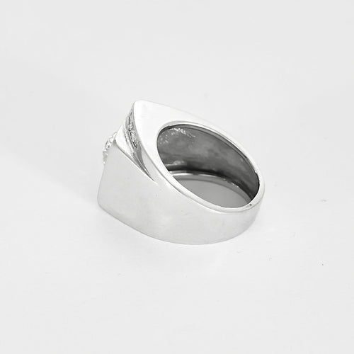 Bague 43.5 Élégante bague chevalière mouvementée en platine et diamants 58 Facettes B250614
