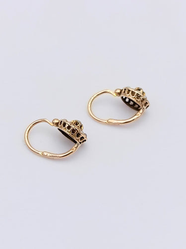Boucles d'oreilles Boucles d'oreilles dormeuses anciennes en or rose 18K, perles et diamants 58 Facettes LH/151