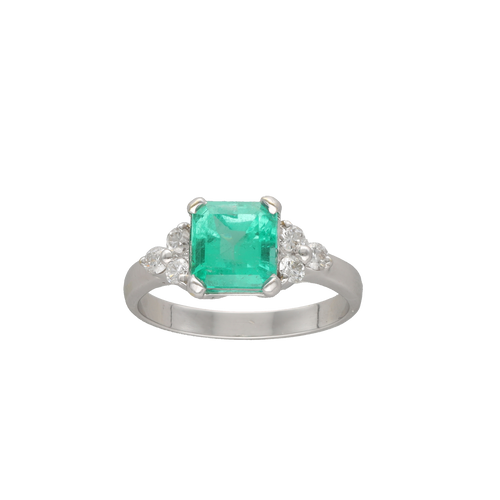 Bague Bague Émeraude 1,80 ct & Diamants 0,30 ct G-VS – Or Gris 18k – Taille 60/61 – Vers 2000 58 Facettes FB11340