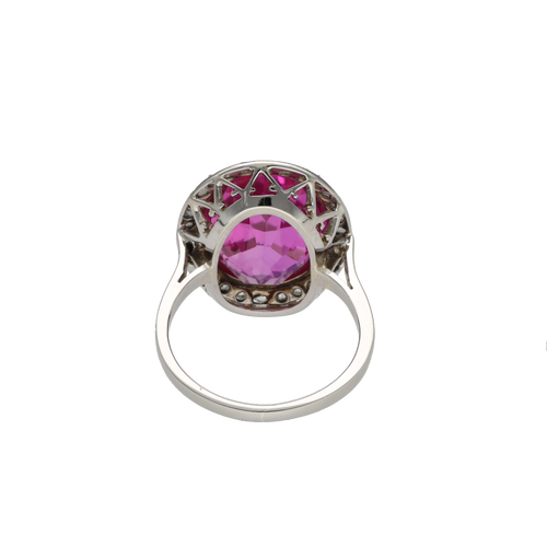 Bague Bague Art Déco Verneuil Rose & Roses de Diamants – Or Gris 18k – Taille 53 – Vers 1930 58 Facettes FB11453
