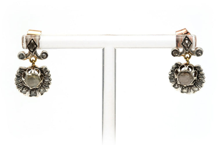 Boucles d'oreilles Napoléon III - Boucles d'oreilles en or jaune, argent et diamants 58 Facettes 22839
