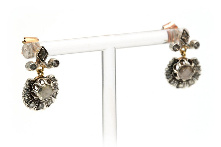 Boucles d'oreilles Napoléon III - Boucles d'oreilles en or jaune, argent et diamants 58 Facettes 22839