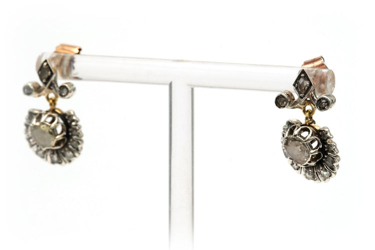 Boucles d'oreilles Napoléon III - Boucles d'oreilles en or jaune, argent et diamants 58 Facettes 22839