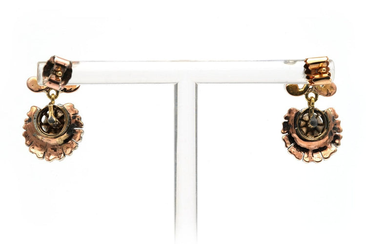 Boucles d'oreilles Napoléon III - Boucles d'oreilles en or jaune, argent et diamants 58 Facettes 22839