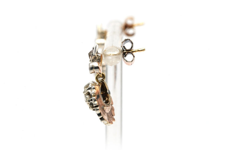 Boucles d'oreilles Napoléon III - Boucles d'oreilles en or jaune, argent et diamants 58 Facettes 22839