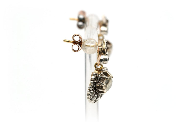 Boucles d'oreilles Napoléon III - Boucles d'oreilles en or jaune, argent et diamants 58 Facettes 22839