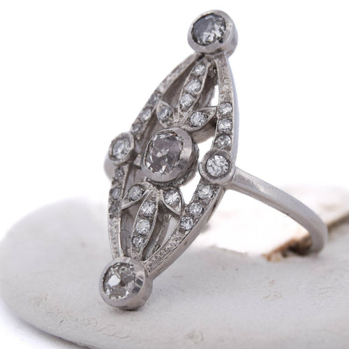 Bague 52 Bague Art déco en platine 950 avec diamants taille ancienne 58 Facettes AN458 (0579)