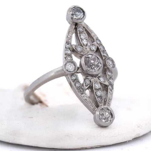 Bague 52 Bague Art déco en platine 950 avec diamants taille ancienne 58 Facettes AN458 (0579)