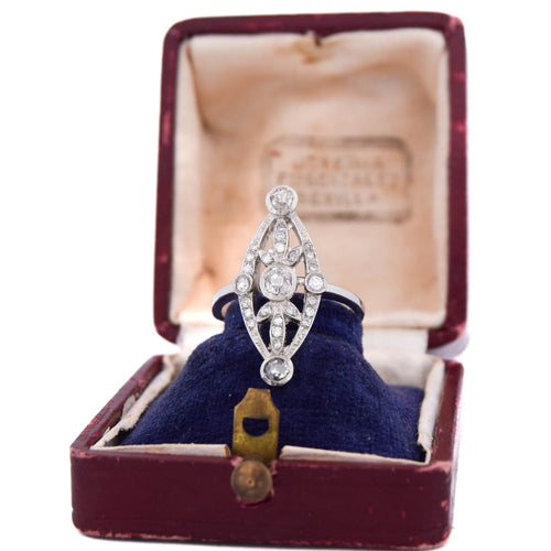 Bague 52 Bague Art déco en platine 950 avec diamants taille ancienne 58 Facettes AN458 (0579)
