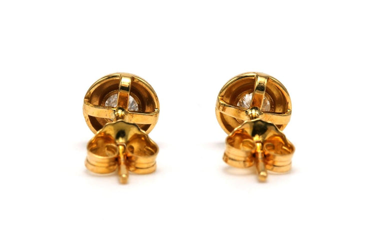 Boucles d'oreilles Boucles d’oreilles contemporaines en or jaune 18 carats serties de diamants 58 Facettes B829