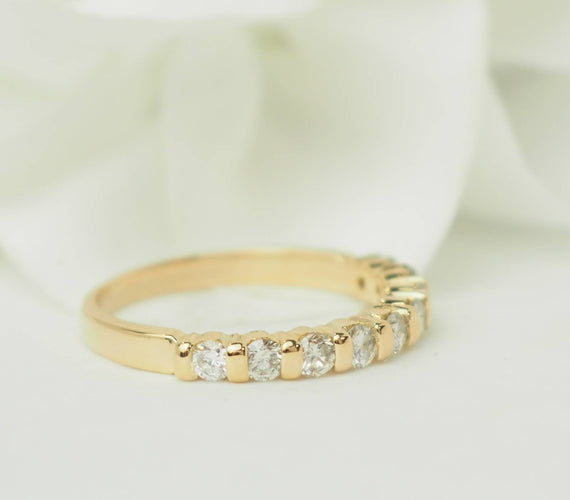 Bague 48 Demi-alliance - Bague en or jaune 18 kt et diamants 0,45 ct 58 Facettes 33653