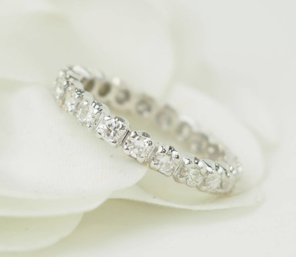 Bague 59 Alliance américaine - Bague en or blanc 18 kt et diamants 1,26 ct 58 Facettes 33677