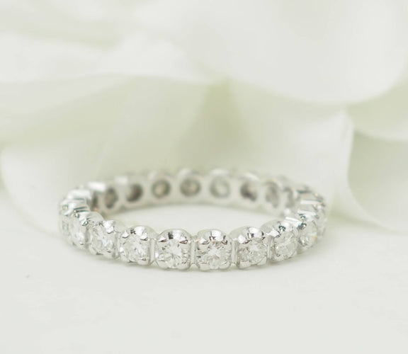 Bague 59 Alliance américaine - Bague en or blanc 18 kt et diamants 1,26 ct 58 Facettes 33677
