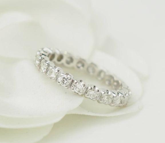Bague 59 Alliance américaine - Bague en or blanc 18 kt et diamants 1,26 ct 58 Facettes 33677