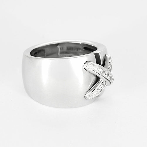 Bague 57 CHAUMET - Bague double lien en or gris et diamants 58 Facettes B250660