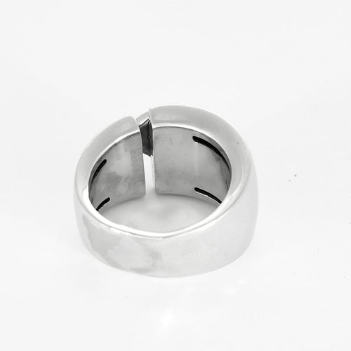 Bague 57 CHAUMET - Bague double lien en or gris et diamants 58 Facettes B250660