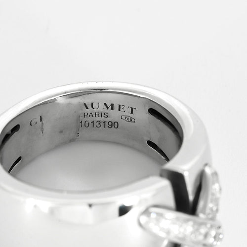 Bague 57 CHAUMET - Bague double lien en or gris et diamants 58 Facettes B250660