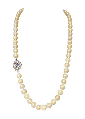 Collier Collier Akoya - 58 perles de culture blanches, fermoir en or gris 18k saphir 58 Facettes 883