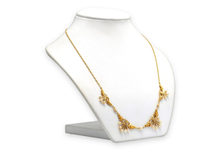 Collier Collier Art déco en or jaune 18 carats serti de perles 58 Facettes 23549