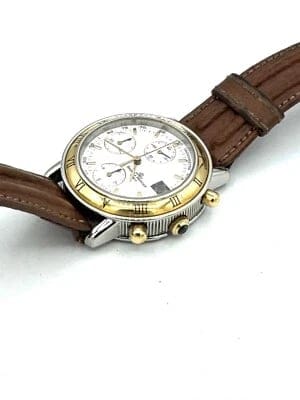 Montre Baume & Mercier Transpacific - Montre chronographe en or jaune 18 kt et acier 58 Facettes 240326